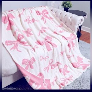 Pink Bow Throw Blanket